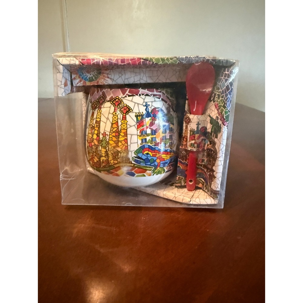 Souvestar Barcelona Gaudi Mosaic Ceramic Mug and Spoon Set